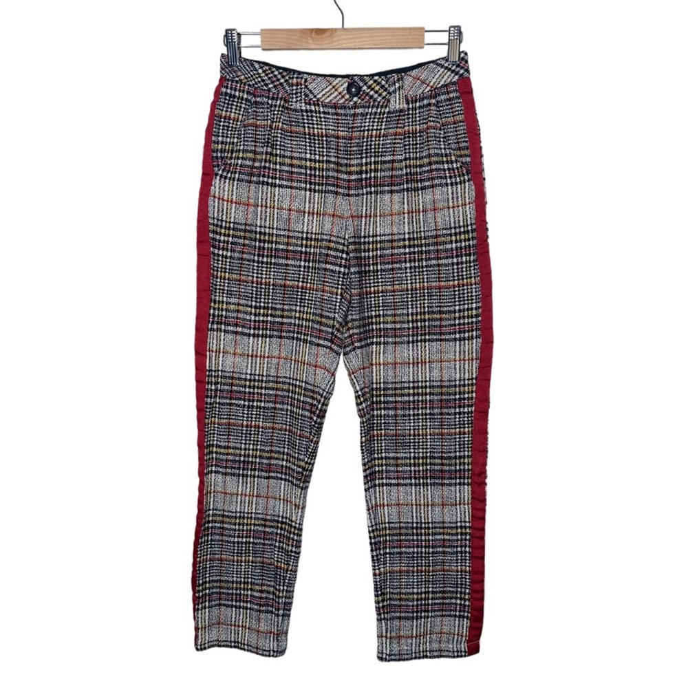 Free People Good Vibes Plaid Straight-Leg Pants Ankle Pants woman's Size 2